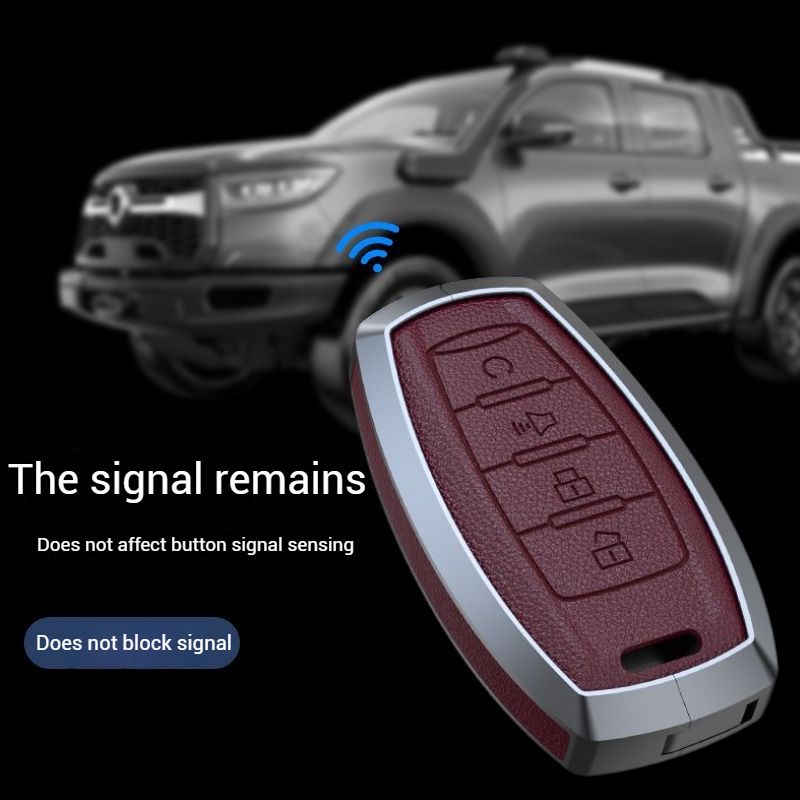 Cargue la imagen en el visor de la galería, Great Wall Zinc Alloy Leather Car Key Fob Case Cover For GWM Cannon (Pao) Passenger, Commercial
