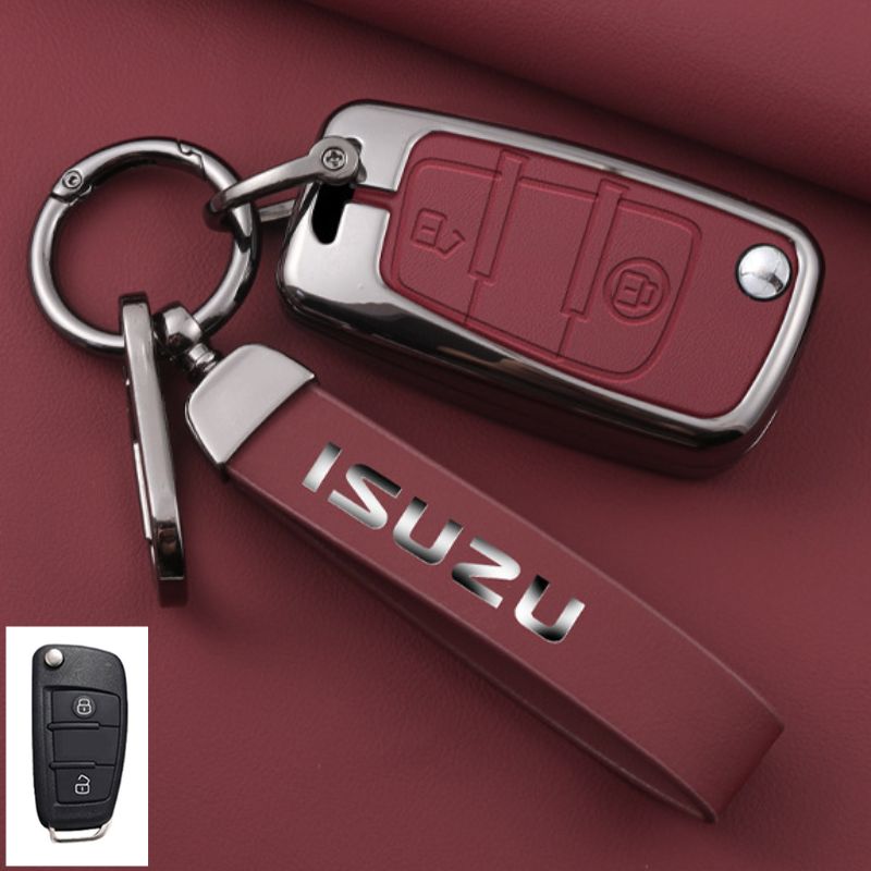 Chargez l&#39;image dans la visionneuse de la galerie, Isuzu Zinc Alloy PU Leather Car Key Fob Case Cover For D-MAX, MUX
