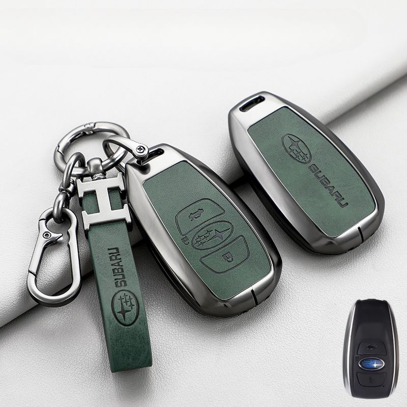 Chargez l&#39;image dans la visionneuse de la galerie, Subaru Zinc Alloy + PU Leather Car Key Fob Protective Cover Case For Outback, Forester, Impreza, WRX, XV, Crosstrek, Legacy - Polar Tech Australia
