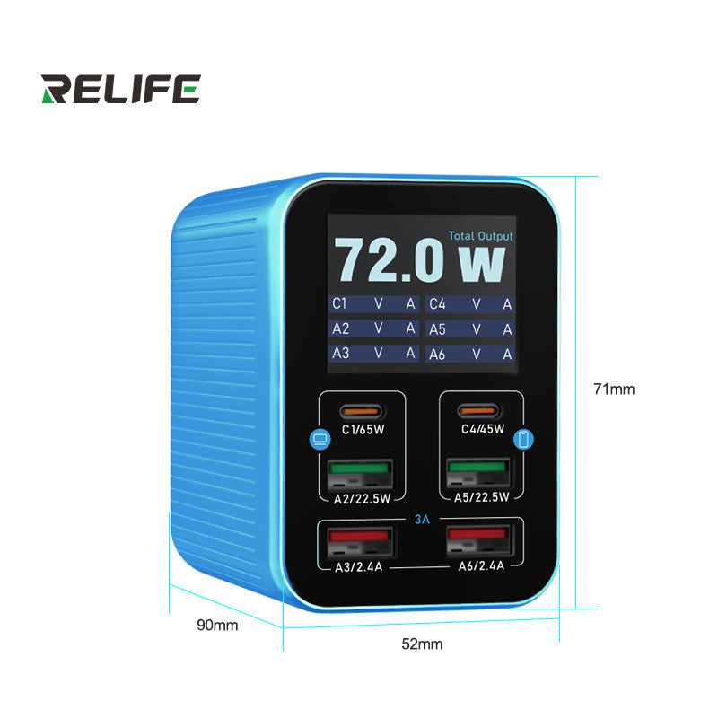 Cargue la imagen en el visor de la galería, [Q4] RELIFE 72W Smart 6-Port Fast Charger
