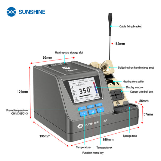 [H3-210] SUNSHINE H3 – 3-in-1 Smart Soldering Station (210 Series)