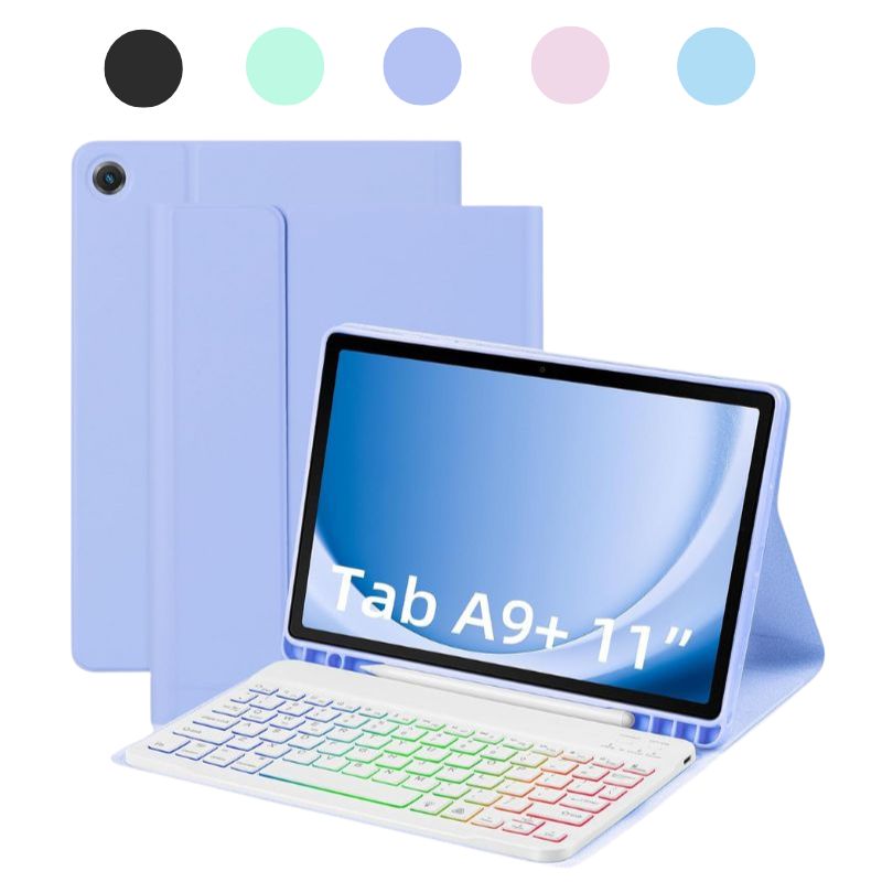 Load image into Gallery viewer, [Detachable Keyboard][With RGB Backlit][Square Keycaps] Samsung Galaxy Tab A9 Plus 11&quot; 2023 (SM-X210/X215/X216) - Smart Wireless Trackpad Keyboard Flip Case With Pen Slot - Polar Tech Australia
