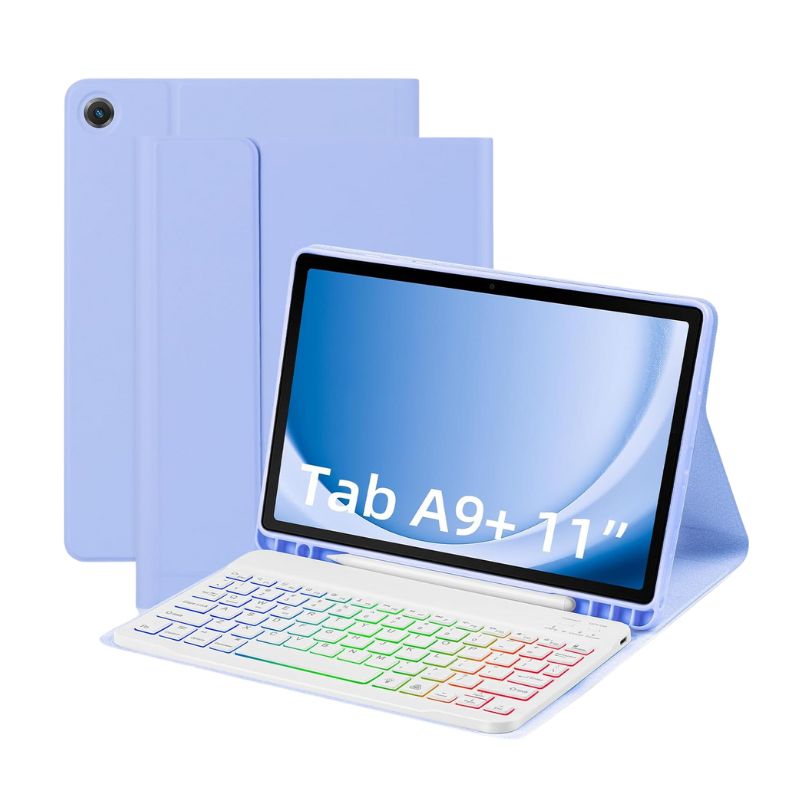 Load image into Gallery viewer, [Detachable Keyboard][With RGB Backlit][Square Keycaps] Samsung Galaxy Tab A9 Plus 11&quot; 2023 (SM-X210/X215/X216) - Smart Wireless Trackpad Keyboard Flip Case With Pen Slot - Polar Tech Australia
