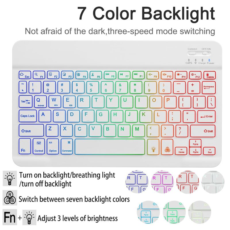 Load image into Gallery viewer, [Detachable Keyboard][With RGB Backlit][Square Keycaps] Samsung Galaxy Tab S7 Plus &amp; S7 FE &amp; S8 Plus 12.4&quot; - Smart Wireless Trackpad Keyboard Flip Case With Pen Slot - Polar Tech Australia
