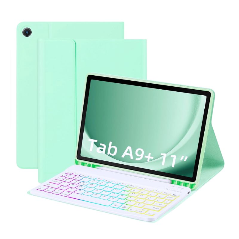 Load image into Gallery viewer, [Detachable Keyboard][With RGB Backlit][Square Keycaps] Samsung Galaxy Tab A9 Plus 11&quot; 2023 (SM-X210/X215/X216) - Smart Wireless Trackpad Keyboard Flip Case With Pen Slot - Polar Tech Australia
