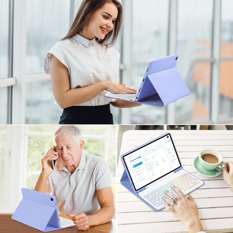 Load image into Gallery viewer, [Detachable Keyboard][With RGB Backlit][Square Keycaps] Samsung Galaxy Tab S7 &amp; S8 11&quot; - Smart Wireless Trackpad Keyboard Flip Case With Pen Slot - Polar Tech Australia
