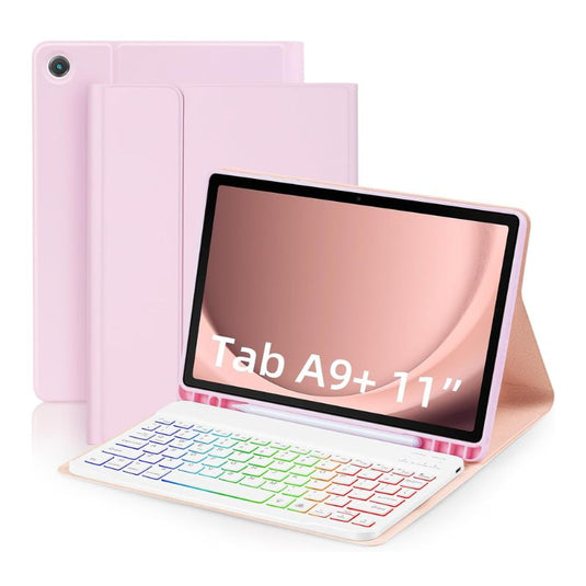[Detachable Keyboard][With RGB Backlit][Square Keycaps] Samsung Galaxy Tab A9 Plus 11" 2023 (SM-X210/X215/X216) - Smart Wireless Trackpad Keyboard Flip Case With Pen Slot - Polar Tech Australia