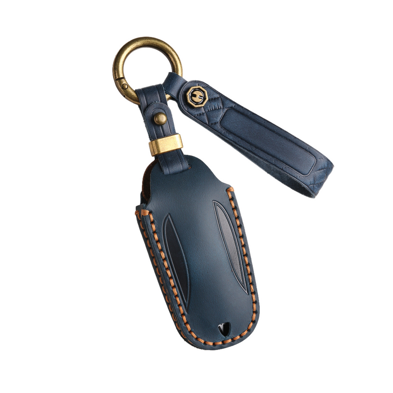 Cargue la imagen en el visor de la galería, Tesla Handcrafted Genuine Leather Car Key Fob Protective Cover Case For Model 3, Y, S, X
