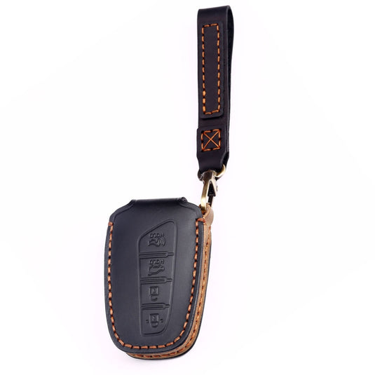 Hyundai Handcrafted Genuine Leather Car Key Fob Protective Case Cover For Santa Fe, Sport, Ix45, Equus, Centennial, Genesis G80, Grandeur, Azera