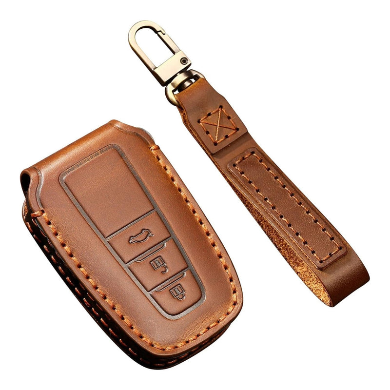 Load image into Gallery viewer, Toyota Handcrafted Genuine Leather Car Key Fob Protective Case Cover For Camry, C-HR, Corolla, RAV4, Avalon, Land Cruiser, Prado, Prius - Polar Tech Australia
