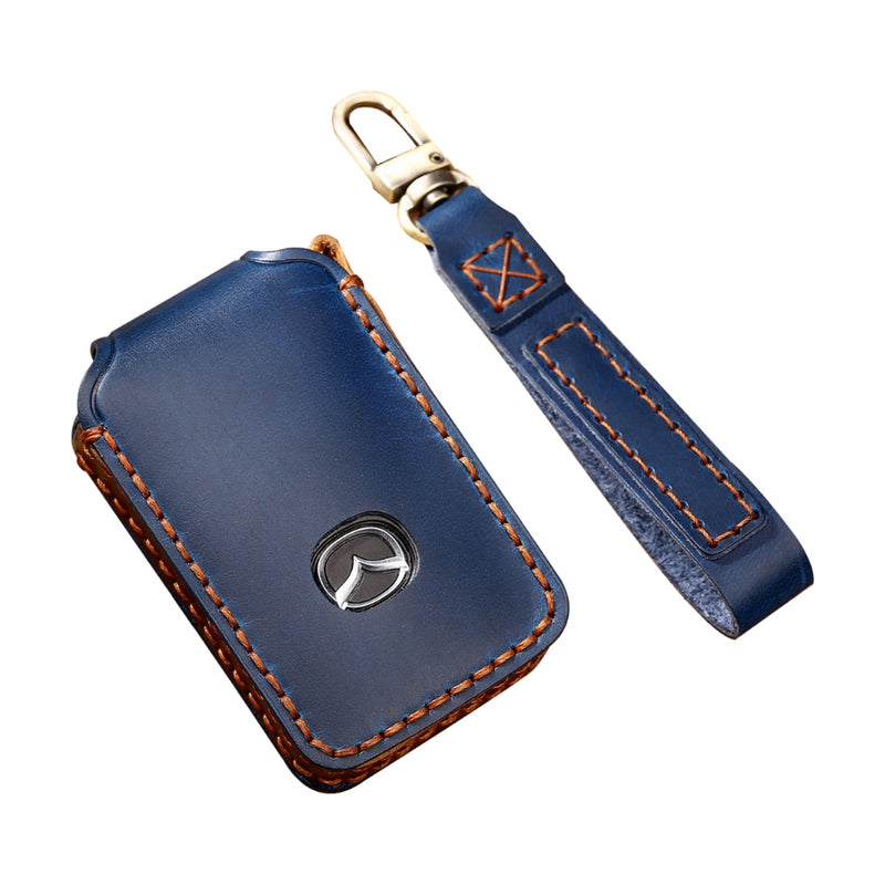 Cargue la imagen en el visor de la galería, Mazda Handcrafted Genuine Leather Folding Car Key Fob Case Cover For CX-5, CX-3, CX-30, CX-9
