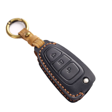 Ford Handcrafted Genuine Leather Car Key Fob Protective Case Cover For Kuga, Edge, Ranger, Mondeo, Focus