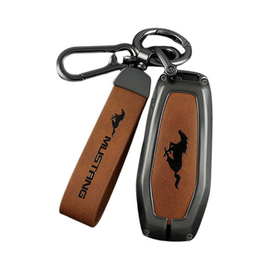Ford Mustang Zinc Alloy Leather Car Key Fob Case Cover