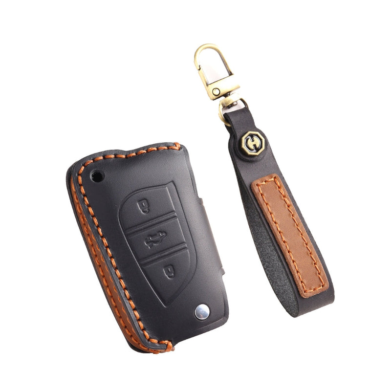 Load image into Gallery viewer, Toyota Handcrafted Genuine Leather Folding Car Key Fob Protective Case Cover For RAV4, Avalon, Avensis, Aygo, Camry, Corolla - Polar Tech Australia
