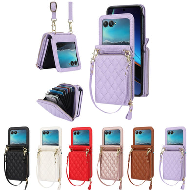 [With Shoulder Strap] [With Card Slot] Motorola Razr 50/Ultra - PU leather Crossbody Wallet Style Shockproof Phone Case - Polar Tech Australia