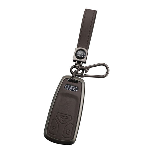 Audi Zinc Alloy + Leather Car Key Fob Case Cover For A4, A5, A6,A8, Q2, Q5, Q7