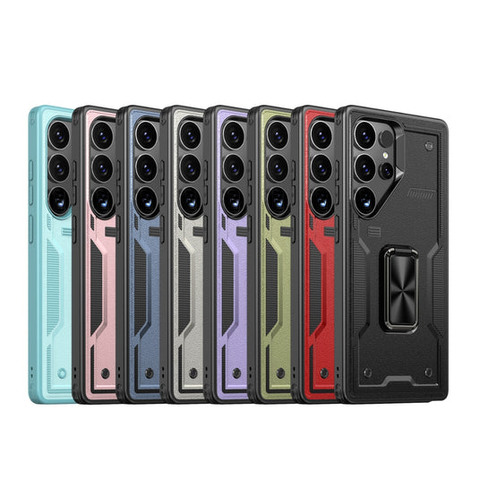 Samsung Galaxy S24 FE 5G (SM-S721) - TPU+PC 2-in-1 Material Shockproof Protective Case with Metal Rotating Stand