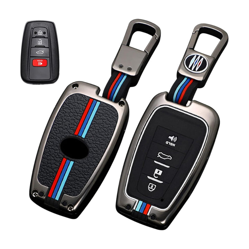 Load image into Gallery viewer, Toyota Metal Shell &amp; Soft Silicone Full Protection Car Key Fob Case Cover For Camry RAV4 Highlander Avalon C-HR Prius Corolla
