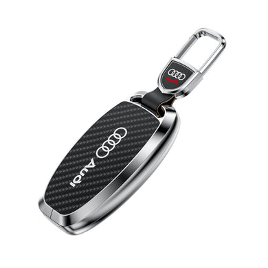 Audi Zinc Alloy + Carbon Fiber Texture Car Key Fob Case Cover For A3, A4, A5, A6, Q2, Q3, Q5, Q7, Q8, e-tron