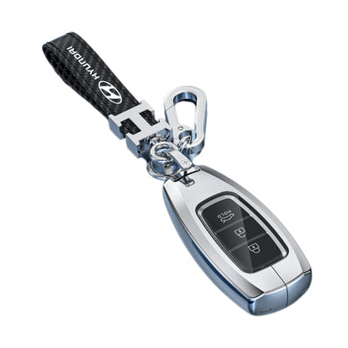 Hyundai Zinc Alloy + Carbon Fiber Texture Car Key Fob Case Cover For Palisade, Elantra, Accent, Kona, Santa Fe, Veloster
