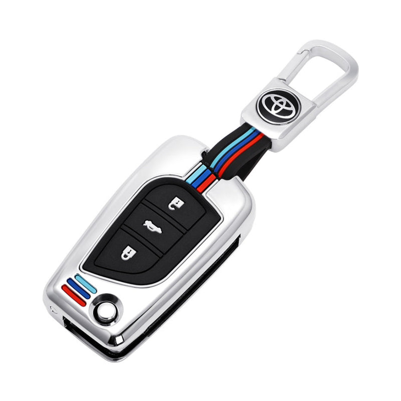 Load image into Gallery viewer, Toyota Foldable Style Metal Shell &amp; Soft Silicone Full Protection Car Key Fob Case Cover For Camry RAV4 Highlander Avalon C-HR Prius Corolla - Polar Tech Australia

