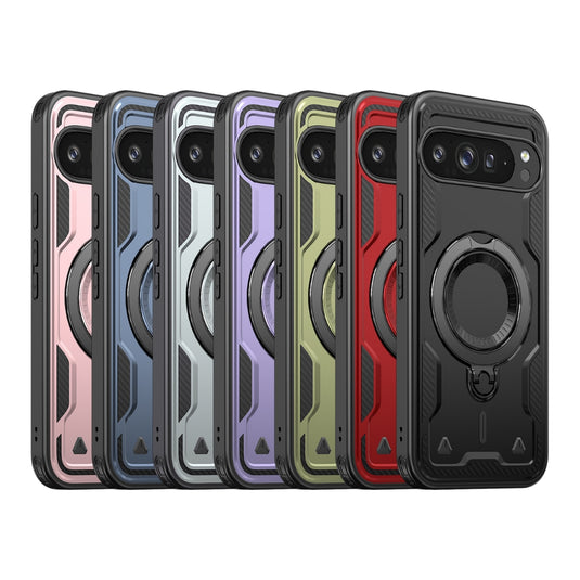 Google Pixel 10 / 10 Pro - TPU+PC 2-in-1 Material Shockproof Protective Case with Metal Rotating Stand