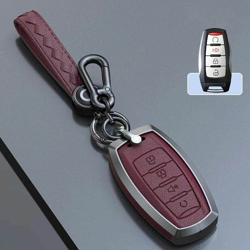 Cargue la imagen en el visor de la galería, Great Wall Zinc Alloy Leather Car Key Fob Case Cover For GWM Cannon (Pao) Passenger, Commercial
