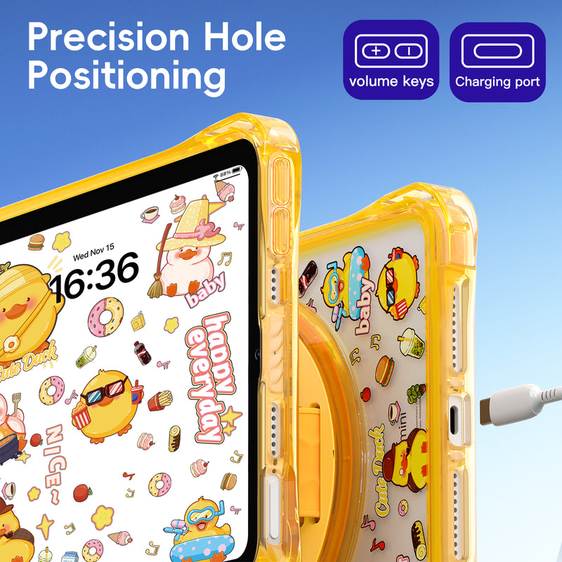Cargue la imagen en el visor de la galería, [Built-in Pen Slot][With Shoulder Strap] Apple iPad Mini 6/7 8.3&#39;&#39; 6/7th Gen (2021/2024) Cartoon Kids Transparent Anti-Drop Protective Stand Case
