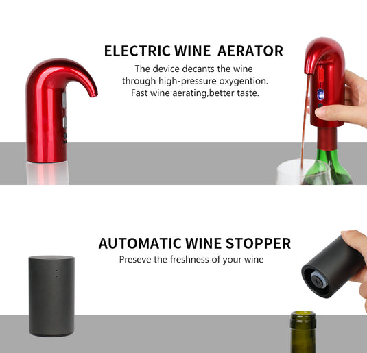 [4 in 1] Wine Accessories Gift Box Luxury Wine Decanter & Opener