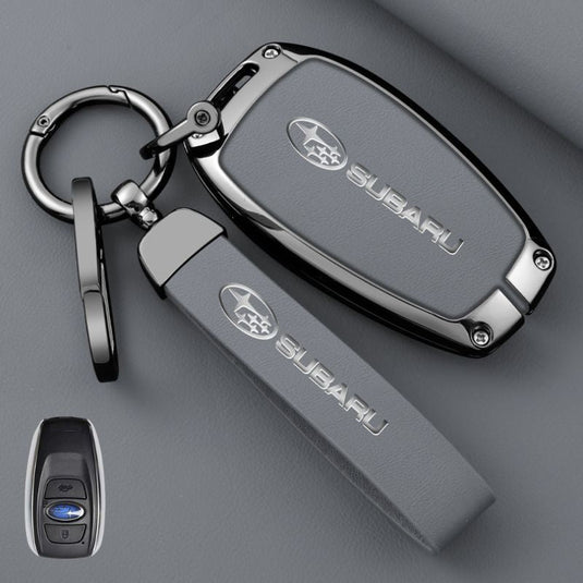 Subaru Full Metal  Coverage + PU Leather Car Key Fob Case Cover For Outback, Forester, Impreza, WRX, XV, Crosstrek, Legacy - Polar Tech Australia