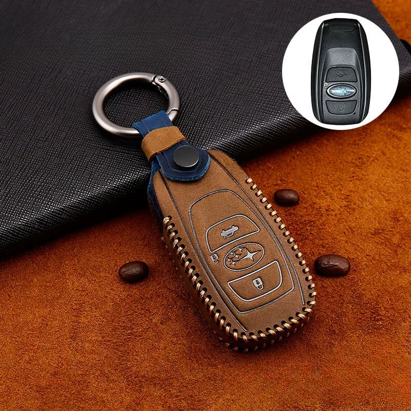 Load image into Gallery viewer, Subaru Cowhide Leather Car Key Fob Protective Cover Case For Outback, Ascent, Forester, Crosstrek, Legacy, Impreza, WRX - Polar Tech Australia
