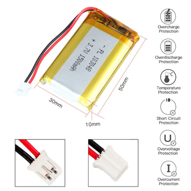 [PH2.0-JST Connector][103048] Universal 1500mAh 3.7V Rechargeable Li-Ion Lithium Polymer Battery - Polar Tech Australia