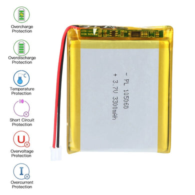 [PH2.0-JST Connector][105060] Universal 3300mAh 3.7V Rechargeable Li-Ion Lithium Polymer Battery - Polar Tech Australia