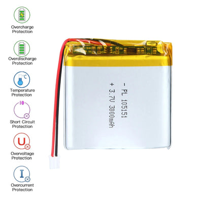 [PH2.0-JST Connector][105151] Universal 3000mAh 3.7V Rechargeable Li-Ion Lithium Polymer Battery - Polar Tech Australia