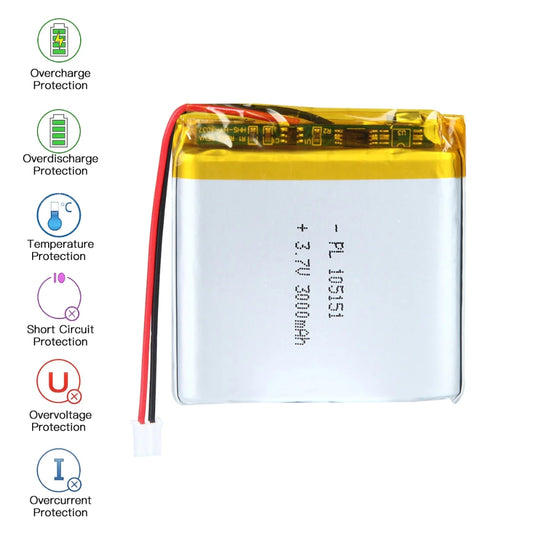 [PH2.0-JST Connector][105151] Universal 3000mAh 3.7V Rechargeable Li-Ion Lithium Polymer Battery - Polar Tech Australia