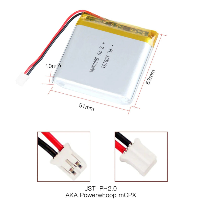 Load image into Gallery viewer, [PH2.0-JST Connector][105151] Universal 3000mAh 3.7V Rechargeable Li-Ion Lithium Polymer Battery - Polar Tech Australia
