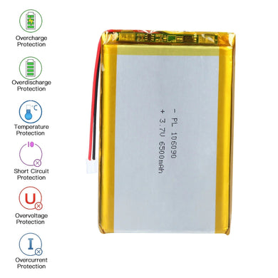[PH2.0-JST Connector][106090] Universal 6500mAh 3.7V Rechargeable Li-Ion Lithium Polymer Battery - Polar Tech Australia