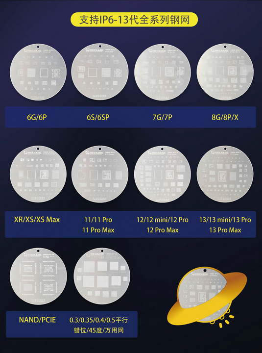 [Mechanic] [Stencil] iPhone 6 To 13 Series UFO Series BGA Reballing Stencil Full Set - Polar Tech Australia