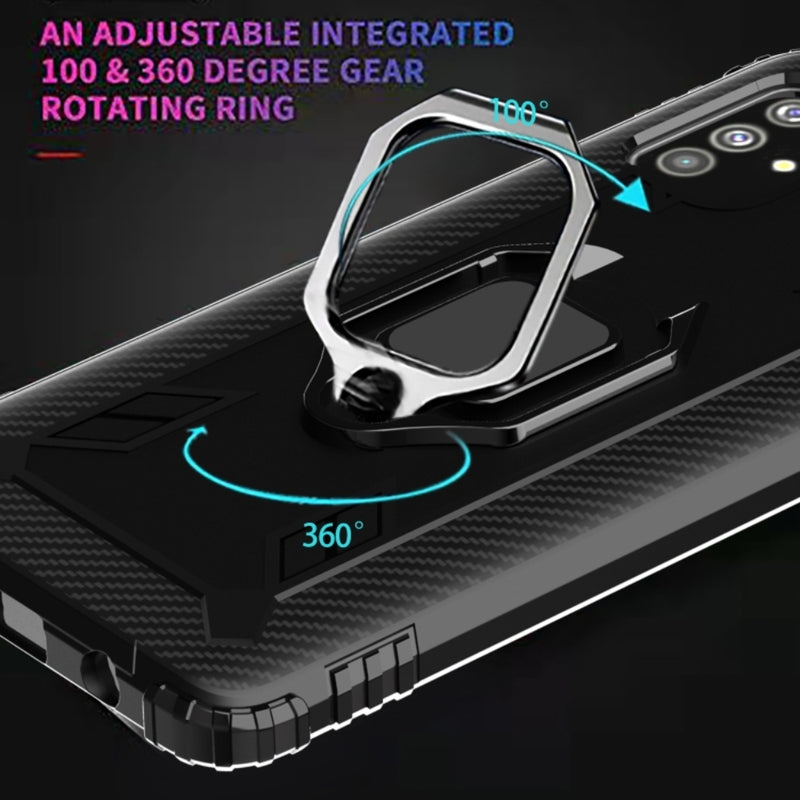 Cargue la imagen en el visor de la galería, OPPO A91 / Reno3 - Carbon Fiber Protective Case with 360 Degree Rotating Ring Holder - Polar Tech Australia
