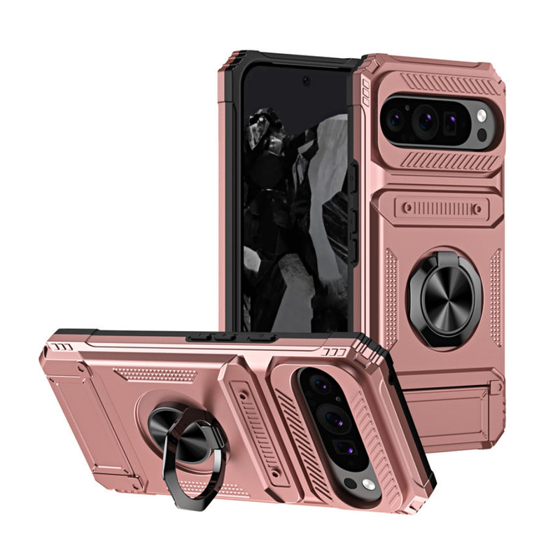 Load image into Gallery viewer, Google Pixel 9 Pro XL - TPU+PC Shockproof Card Slot Phone Case with Metal Ring Holder - Polar Tech Australia
