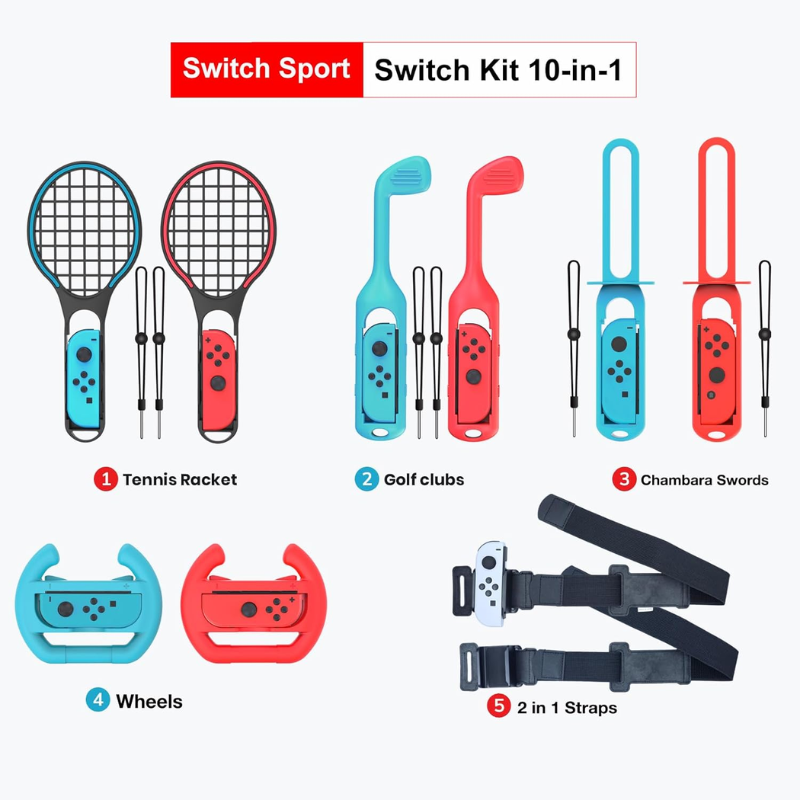 Cargue la imagen en el visor de la galería, [10 in 1] Switch Sports Game Accessories Set - Polar Tech Australia
