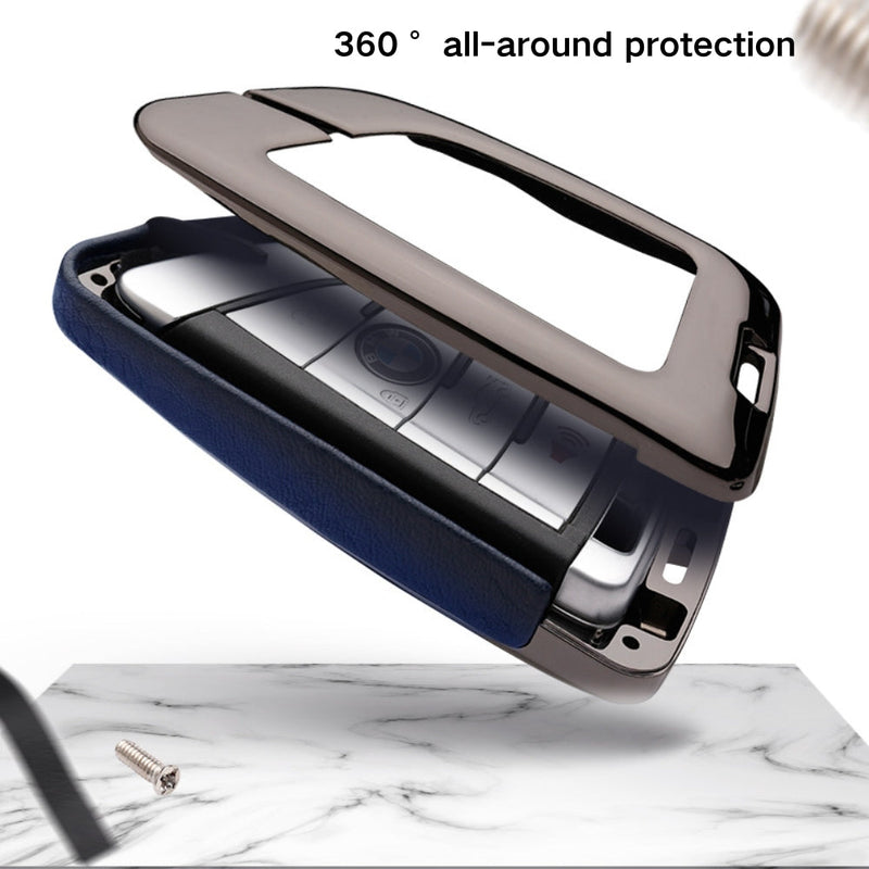 Load image into Gallery viewer, BMW Zinc Alloy + Leather Car Key Fob Case Cover For 1, 3, 4, 5, 6 Series, X3, X5, X6, X7
