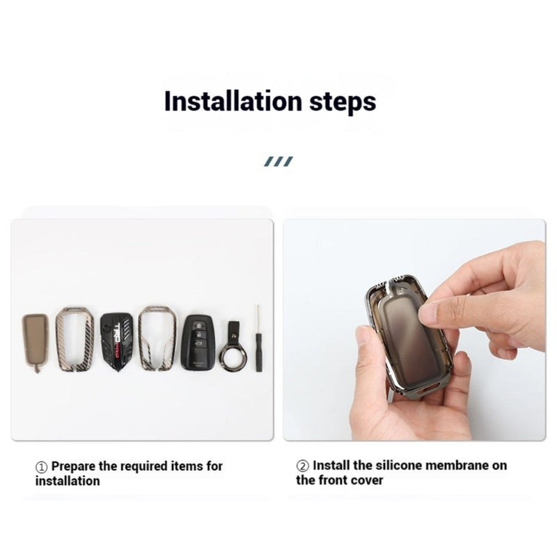 Load image into Gallery viewer, Toyota TRD Carbon Fiber Metal Car Key Fob Protective Case Cover For C-HR, Camry, RAV4, Avalon, Prius, Corolla, Highlander, GT86, Prado
