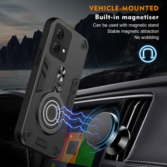 Motorola Moto E32 - Metal Ring 360 Degree Rotating Holder PC Hybrid TPU Phone Case