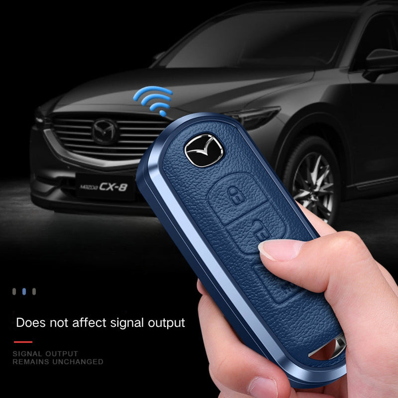Load image into Gallery viewer, Mazda Aluminum Alloy Genuine Leather Car Key Fob Cover Case For MX-5, CX-5, CX-7, CX-9, Mazda 6 - Polar Tech Australia

