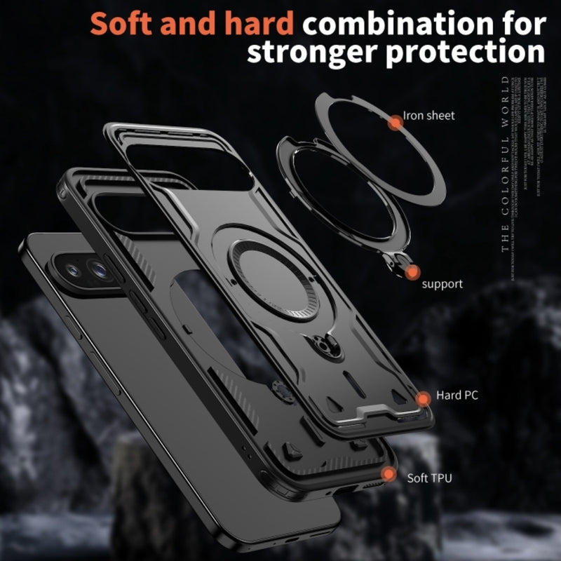 Load image into Gallery viewer, Google Pixel 10 / 10 Pro - TPU+PC 2-in-1 Material Shockproof Protective Case with Metal Rotating Stand
