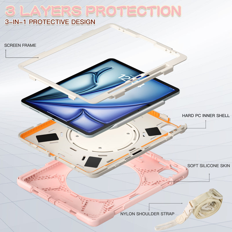 Chargez l&#39;image dans la visionneuse de la galerie, Lenovo Tab M11 11.0&quot; 2024 (TB-330XU/330FU) - Multifunctional Shockproof Heavy Duty Series Case With Shoulder Strap
