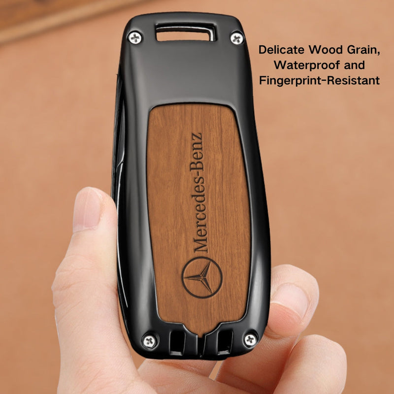 Load image into Gallery viewer, Mercedes Benz Alloy + Leather Protection Car Key Fob Case Cover For Benz A, B, C, E, S, G-Class, GLA, GLB, GLC, GLE, GLS, CLA, CLS, EQC - Polar Tech Australia
