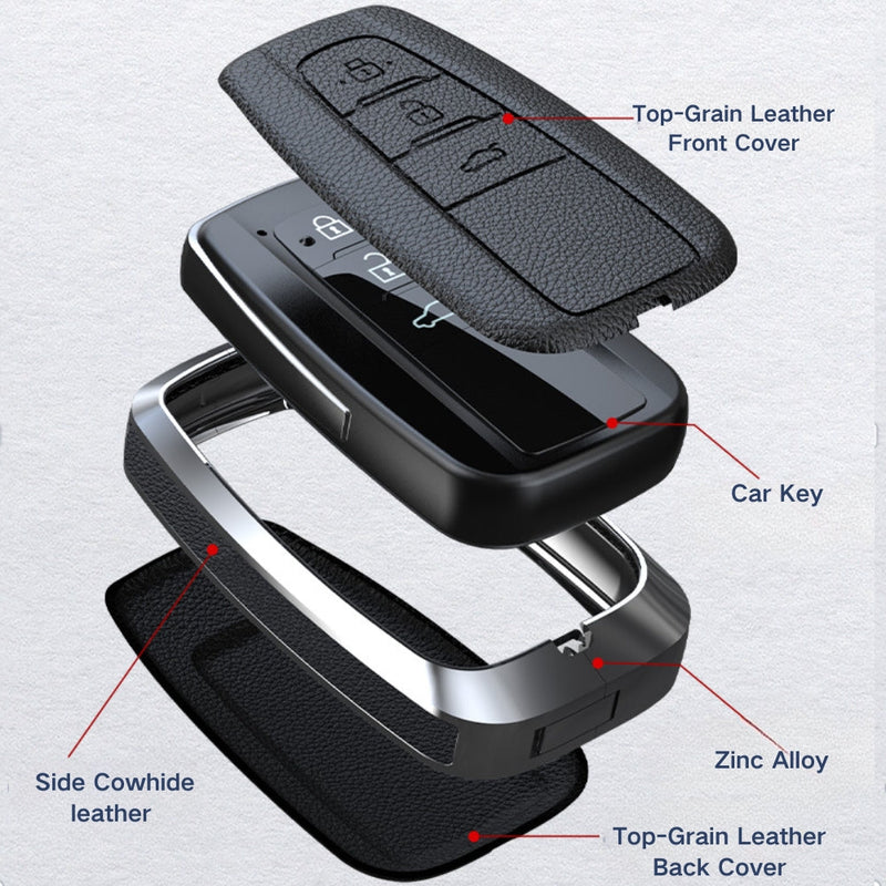 Load image into Gallery viewer, Toyota Zinc Alloy Leather Car Key Fob Case Cover For Camry, C-HR, Corolla, RAV4, Avalon, Land Cruiser, Prado, Prius - Polar Tech Australia
