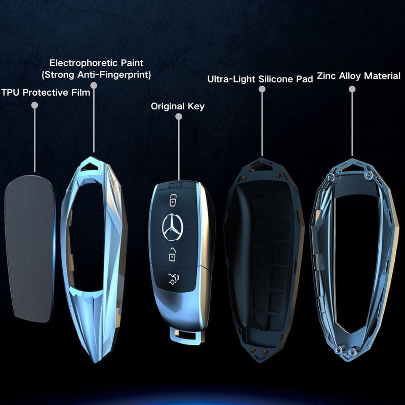 Chargez l&#39;image dans la visionneuse de la galerie, Mercedes Benz Mecha Style Zinc Alloy Car Key Fob Case Cover For Benz A, B, C, E, S, G-Class, GLA, GLB, GLC, GLE, GLS, CLA, CLS, EQC - Polar Tech Australia
